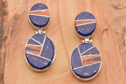 Calvin Begay Genuine Blue Lapis Sterling Silver Earrings